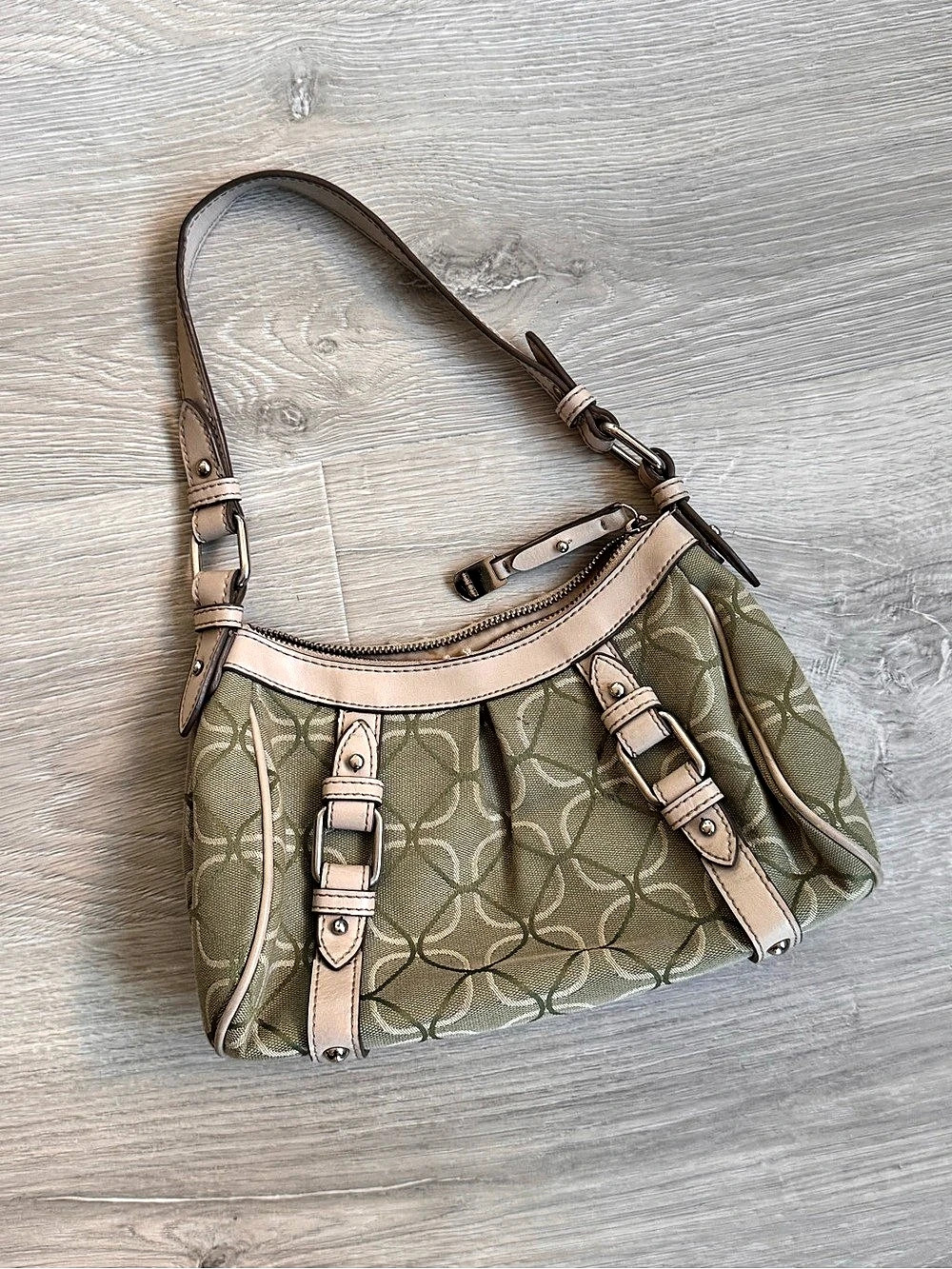 Nine West Sage Green & Beige Shoulder Bag Y2K